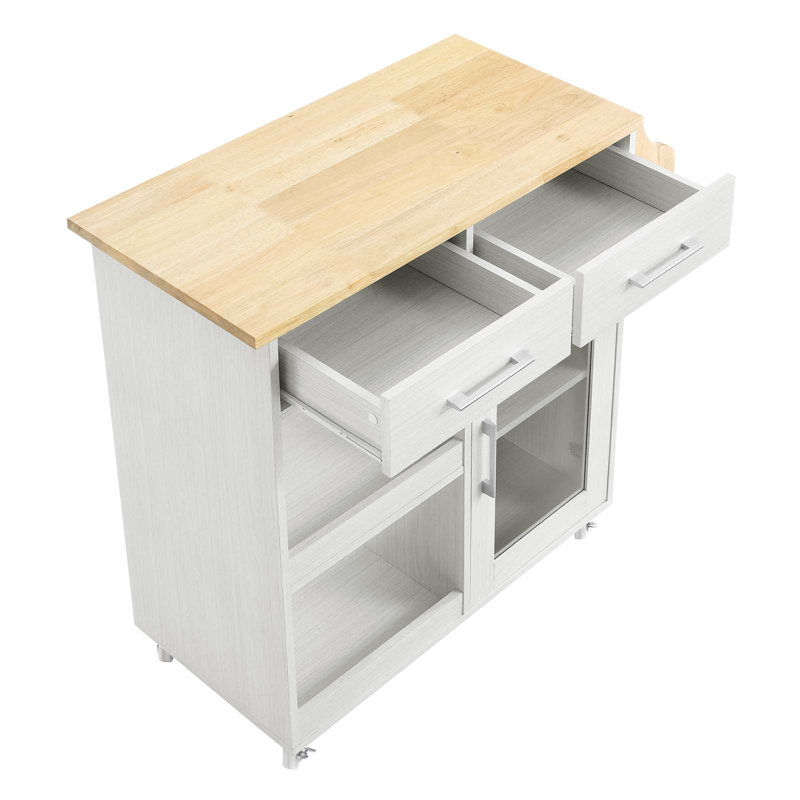Modway Culinary Kitchen Cart With Spice Rack, White