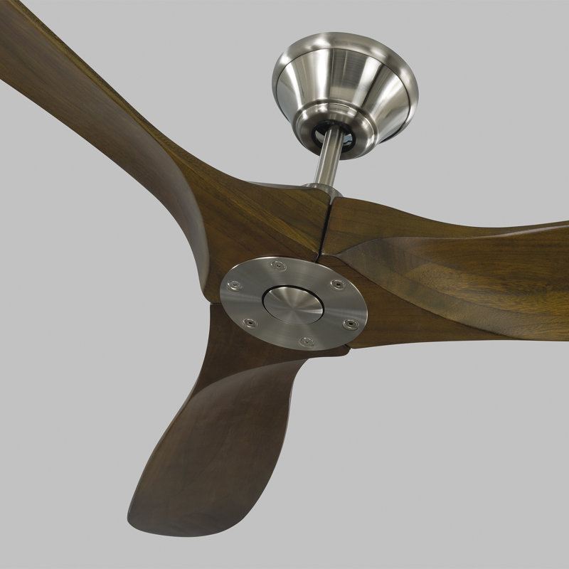 Ventilateur de plafond 3 pales avec télécommande Obsidian, Acier brossé avec pales noyer foncé, 60 pouces