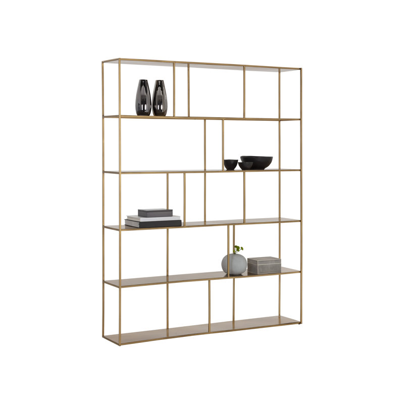 Mixt Etagere Bookcase, Gold, 77" H x 60" W x 12" D