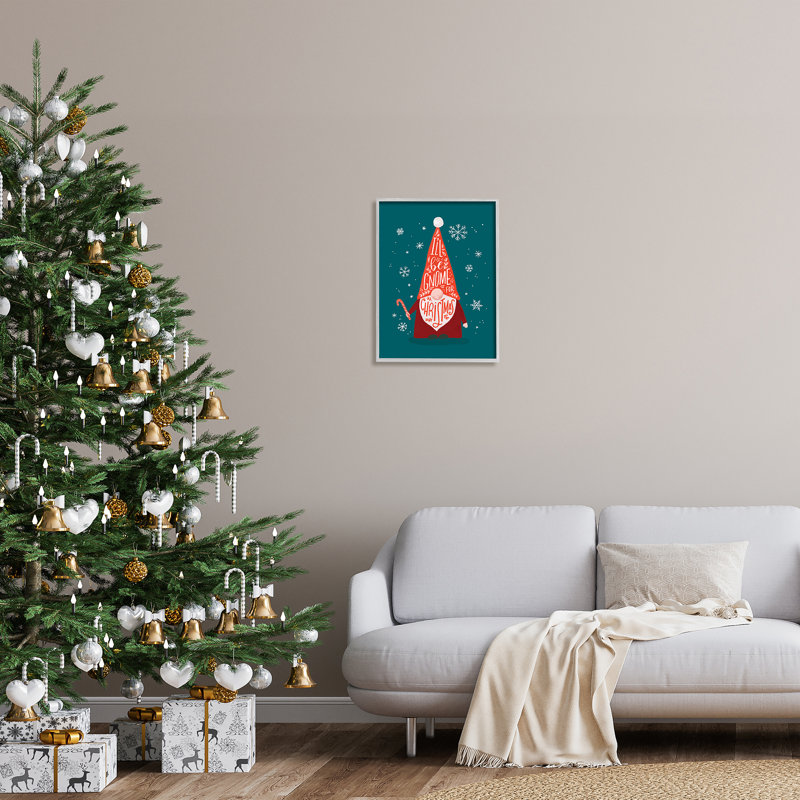 «Gnome for Christmas Holiday» par Loni Harris - Art textuel, H 20 po x l 16 po, Estampe numérique Farmhouse