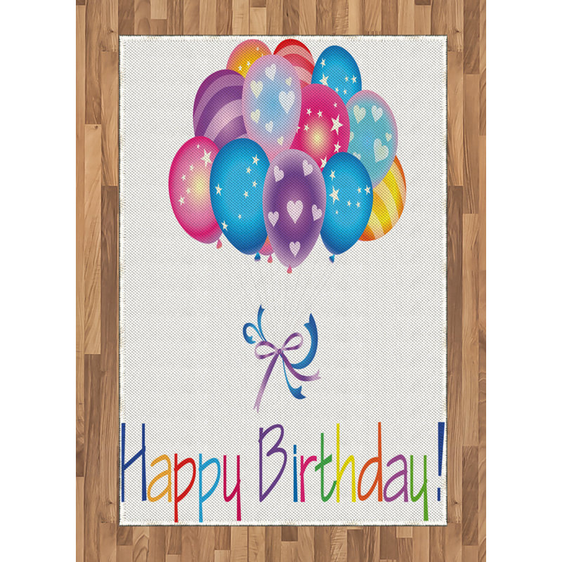 Birthday High Density Long Fiber Poly Threads Decorative Area Rug Carpet, Rectangle 4' x 5'8"