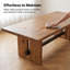 Table de salle à manger rustique rustique en bois massif avec pieds robustes et support en croix en métal-386401463