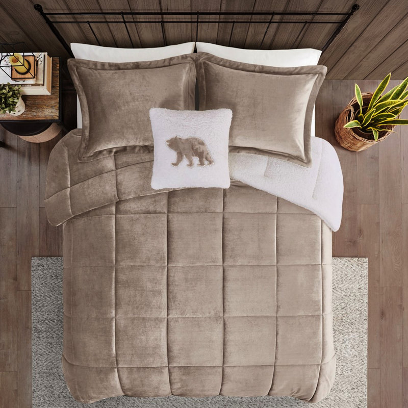 Édredon très grand - très confortable, taupe, literie chaude 100%