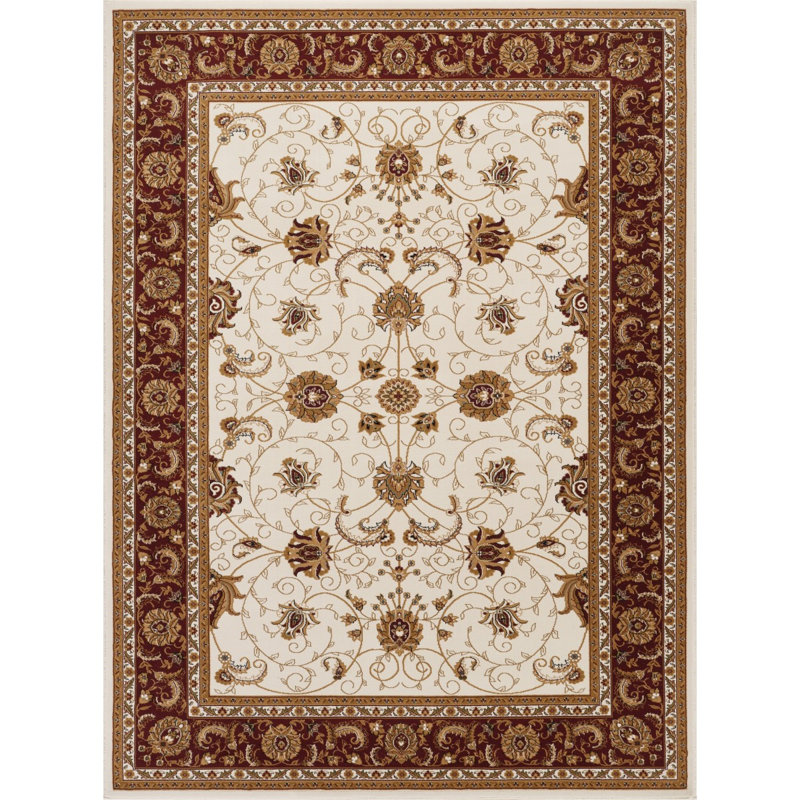2 Ft X 3 Ft Area Rug (19), Ivory/Red, Rectangle 2' x 3'