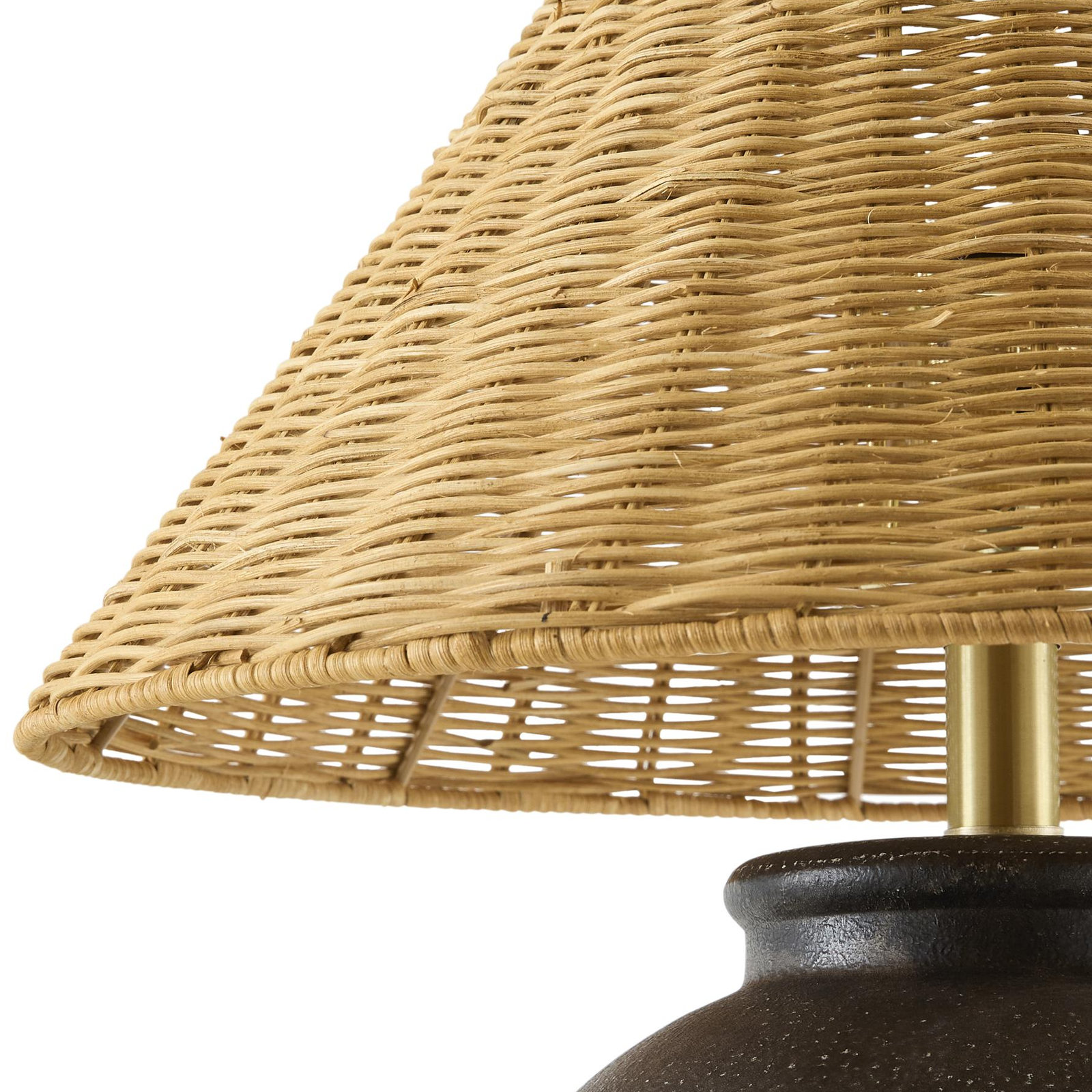 Chemise 22" Ceramic Table Lamp, Black, Rattan