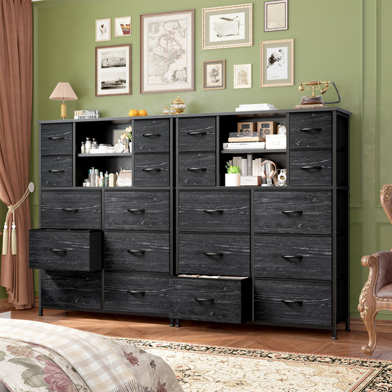 Commode haute moderne à grande capacité avec tablettes pour une organisation polyvalente, Noir