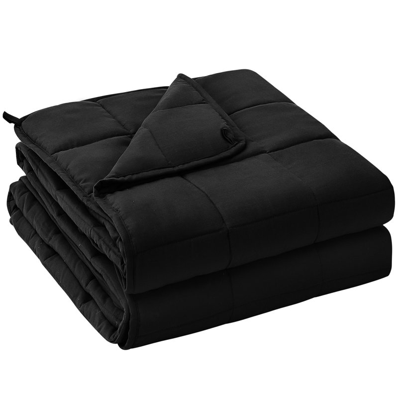 Luxury Quilted Weighted Throw Blanket, 60" W x 80" L, 15lbs, Black