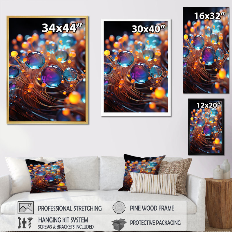 Molécules 3D 3D photographie I - formes abstraites, art mural, salon, H 20 po x l 12 po x P 1 po, Cadre flottant blanc
