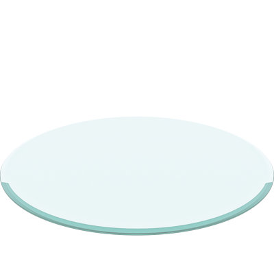 Table ronde 24 po en verre trempé de 0,4 po d'épaisseur, à rebord biseauté, pour les réunions de famille.
