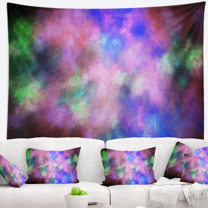 Tapisserie de ciel abstrait multicolore avec étoiles, H 32 po x l 39 po
