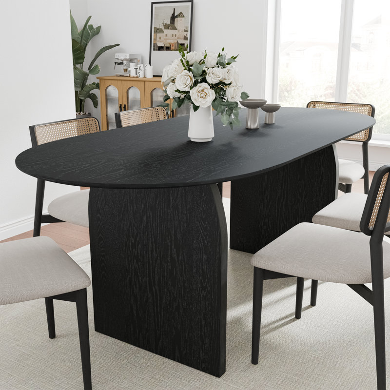 Table de salle à manger ovale en bois, H 30 po x L 67 po x l 33,50 po, Noir