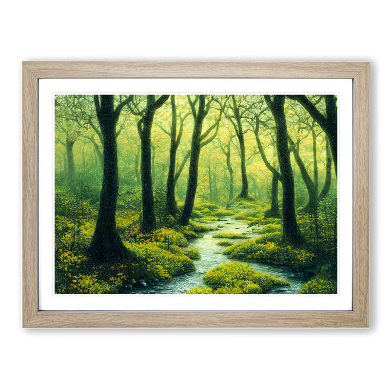 Awe Inspiring Spring Forest - Single Picture Frame Print, 34cm H x 46cm W x 2cm D, Oak Framed