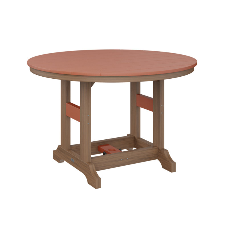 Garden Classic Outdoor Round Bar Table, Antique Mahogany, Mango Orange