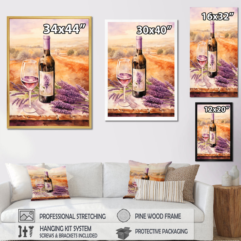 Winerys Whisper I - Impression, Cadre simple noir, H 44 po x l 34 po x P 1,5 po
