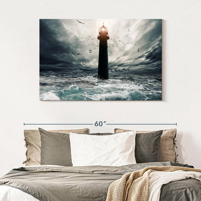 Lighthouse in the storm Aletra, H 32 po x l 48 po