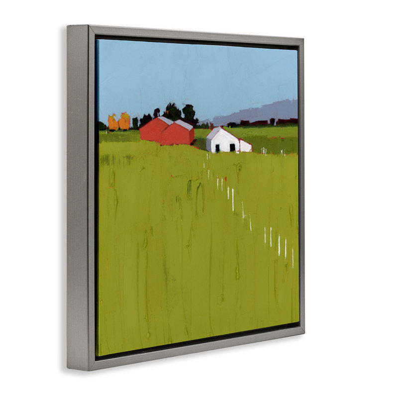 Cadre flottant Pastoral Fence Line, design par Ruth LaGue, Cadre flottant gris lustré, H 18 po x l 18 po