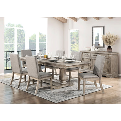 De 2 chaises, couleur brun gris, 25,13 po Largeur, garniture cloutée côté salle à manger, gris, largeur de siège de 20 po