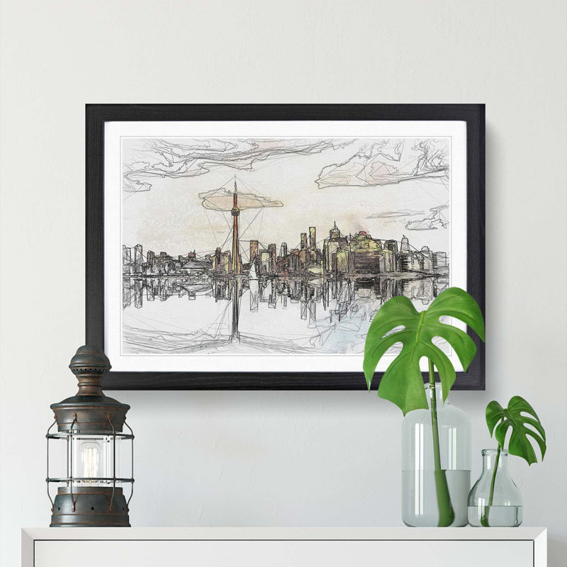Reflection of the Toronto Skyline in Abstract - Picture Frame Graphic Art Print, 62cm H x 87cm W x 2cm D, Black Framed