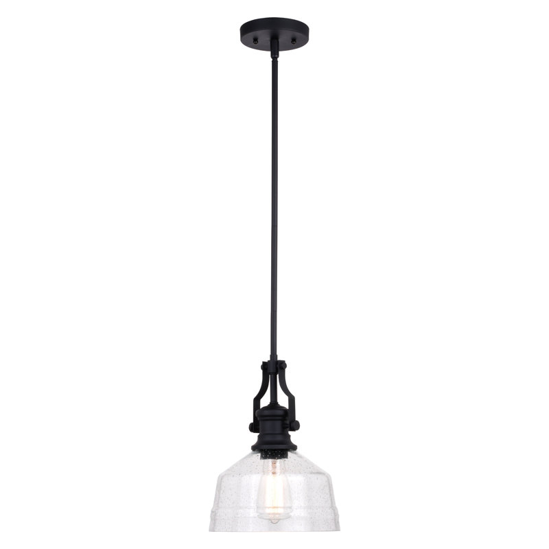 Manville 1 - Light Dome Pendant, 17" H x 9" W x 9" D, Black