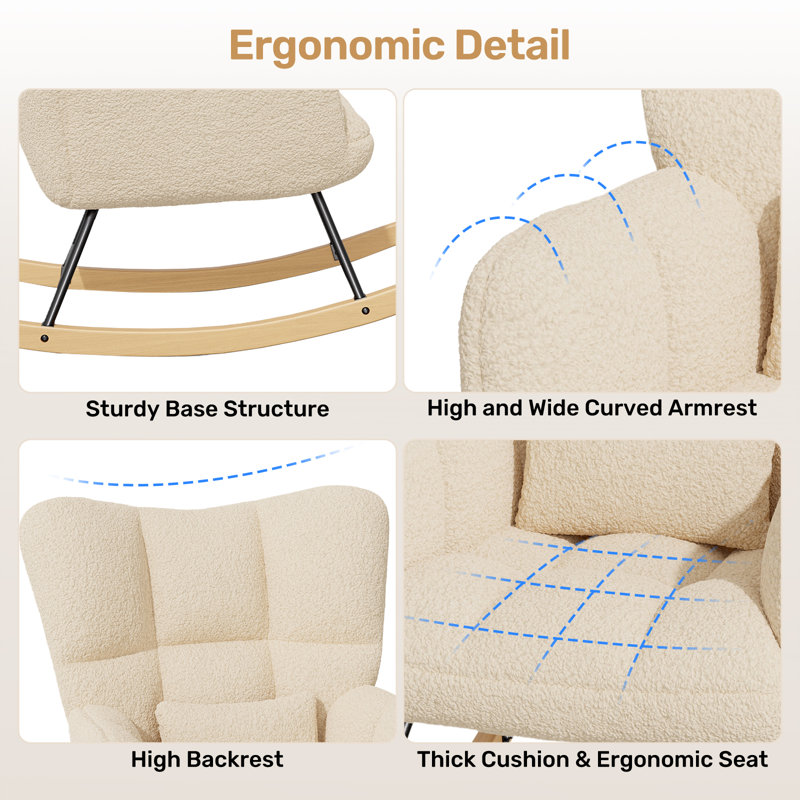 Modern Rocking Chair Cozy and Stylish Armchair for Living Room, Nursery, or Bedroom, Beige