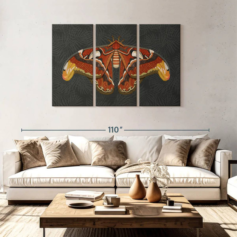 Brampt Atlas Moth Dark, 48" H x 74" W