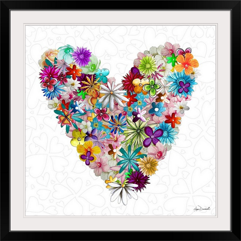 «Ethan Flower Heart Love» par Megan Duncanson - impression d'art graphique, H 24 po x l 24 po x P 1,5 po, Toile