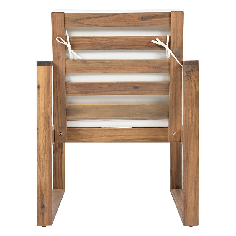 Remy Patio 7-Piece Acacia Wood Dining Set with Removable Cushions, Light Teak