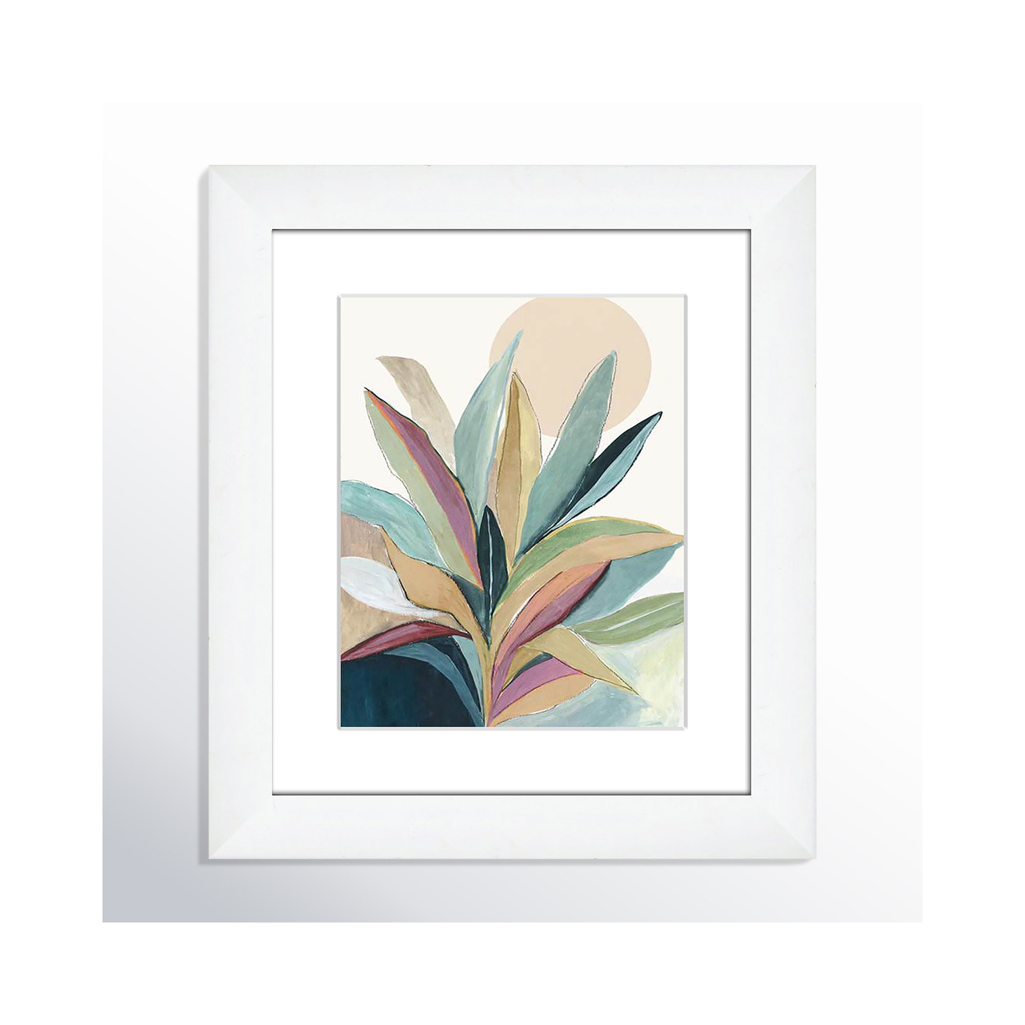 Sherbrooke Sunny Bright Leaves I Framed On Paper by Asia Jensen Print, 16.5" H x 14.5" W x 1.25" D  , Black Cube Frame Matted