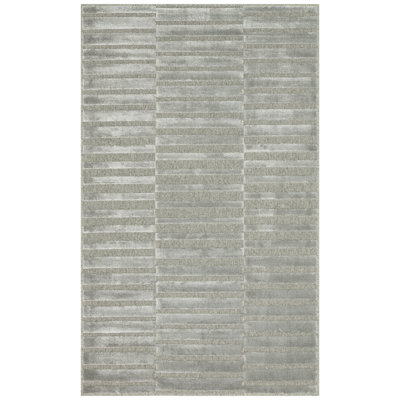 Tapis gris en laine / viscose tissé à la machine Delacruz