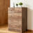 Linen-Textured Melamine Drawer Cabinet with 3+2 Drawers & Matte Gold Handles, Bedroom Storage Organizer