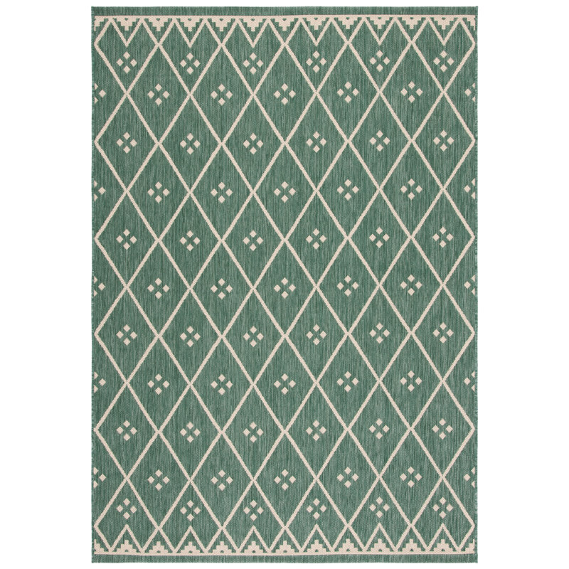 Tapis d'intérieur / extérieur à motif géométrique Courtyard Performance, Rectangle 2 pi x 3 pi 7 po