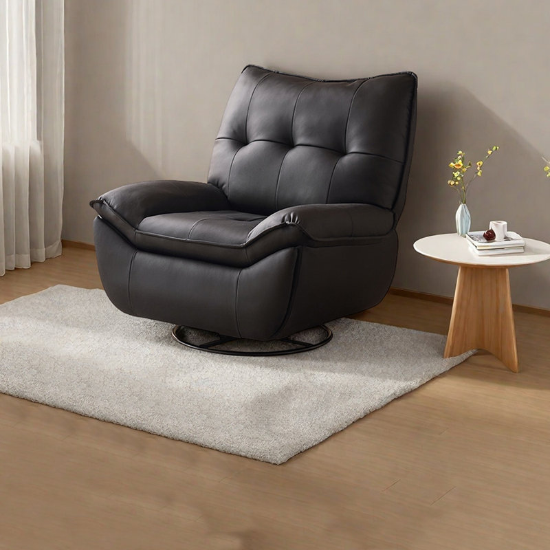 Light luxury style faux leather lounge chair, Black