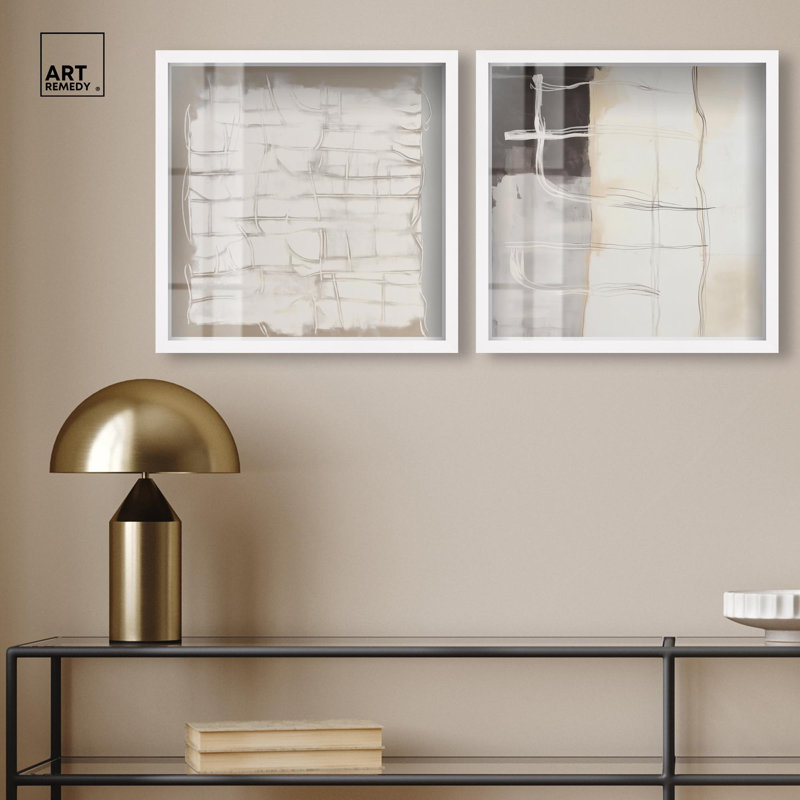 Décoration murale Neutral Luxe Harmony Set Shadowbox par Art Remedy, H 41 po x l 41 po, Noir