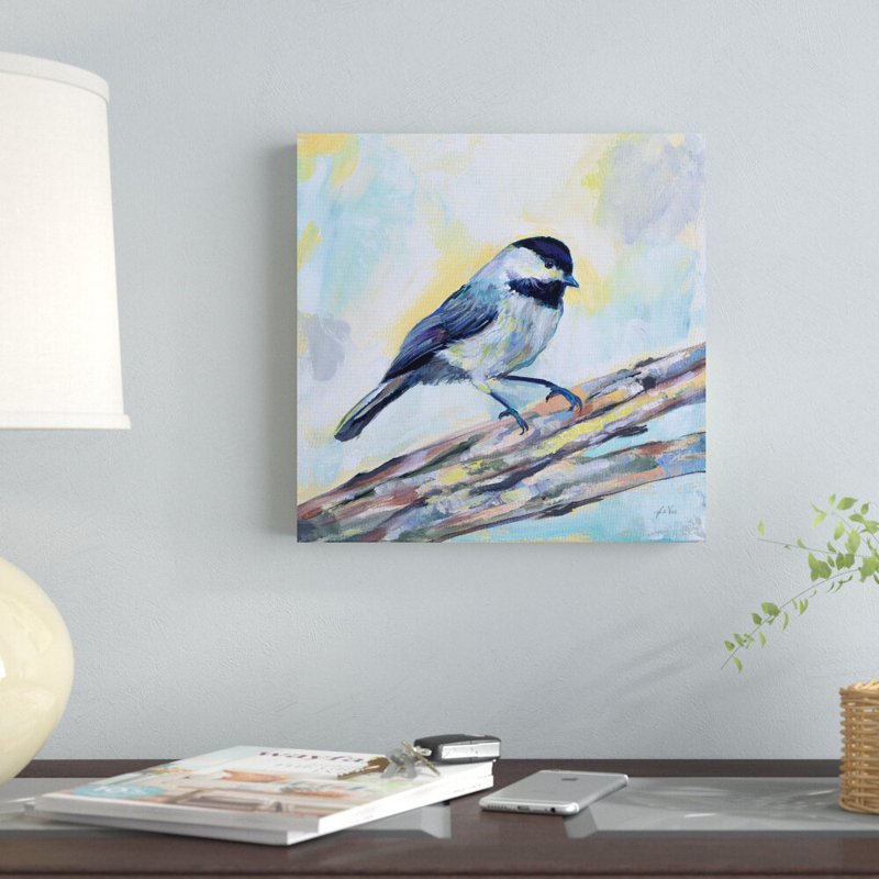 Chickadee par Jeanette Vertentes - reproduction d'art sur toile tendue, H 12 po x l 12 po