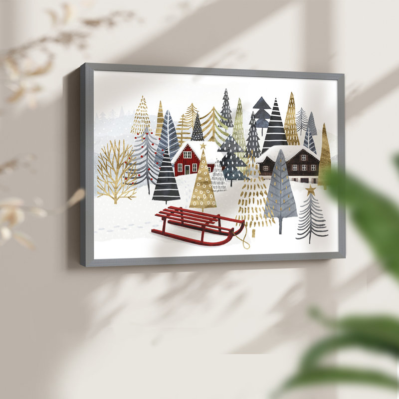 Collection de chalet de Noël A - Reproduction encadrée - Restickable, H 22 po x l 28 po, Gris