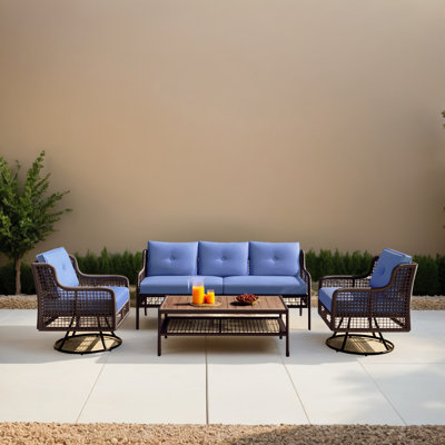 4 - Piece PE Rattan Patio Seating Group Outdoor Sofa Set with Cushions