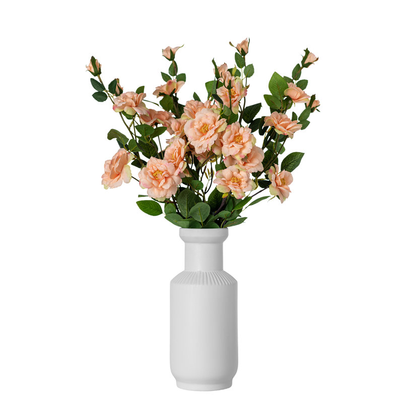 Audet Silk Decorative Artificial Rose Faux Flowers,Set of 2", Peach