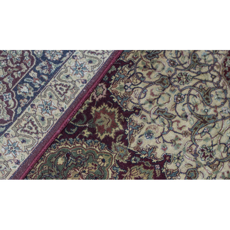 Tapis rouge et bleu noué à la main de haute qualité