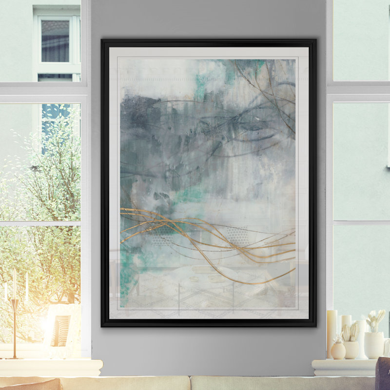 «Ondulation Oro I», reproduction sur toile, H 22,5 po x l 30,5 po x P 1,5 po, Cadre noir