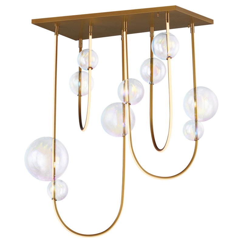 Dreamer 4 - Light LED Flush Mount, Natural Aged Brass, Iridescent