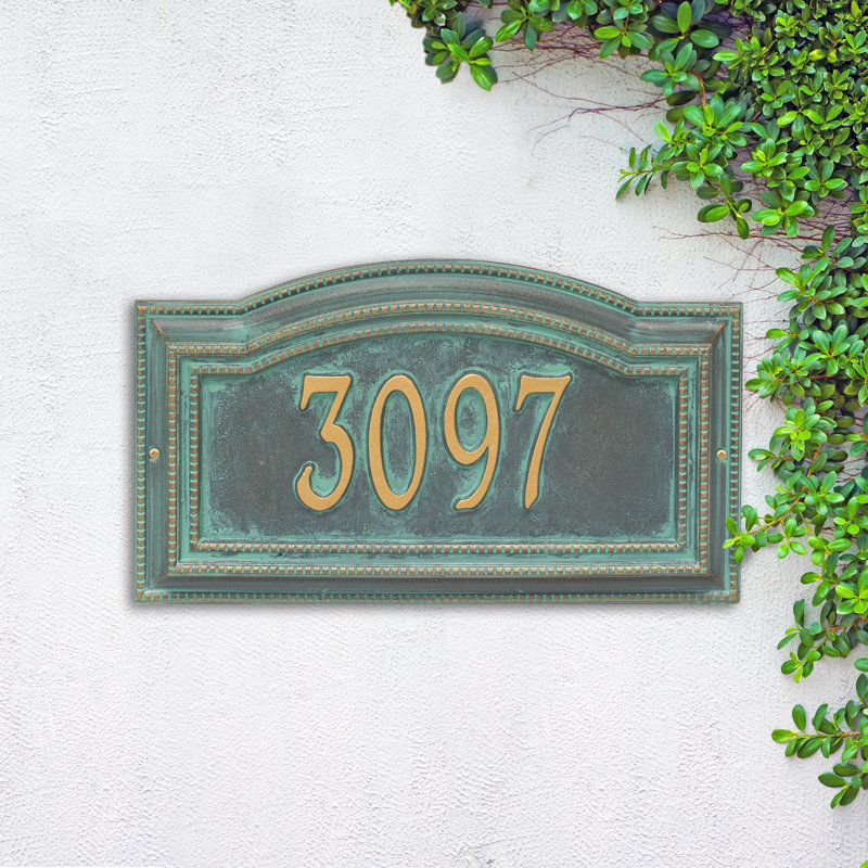 Plaque d'adresse murale 1 ligne Signature Series, Bronze, Oui, Vert-de-gris