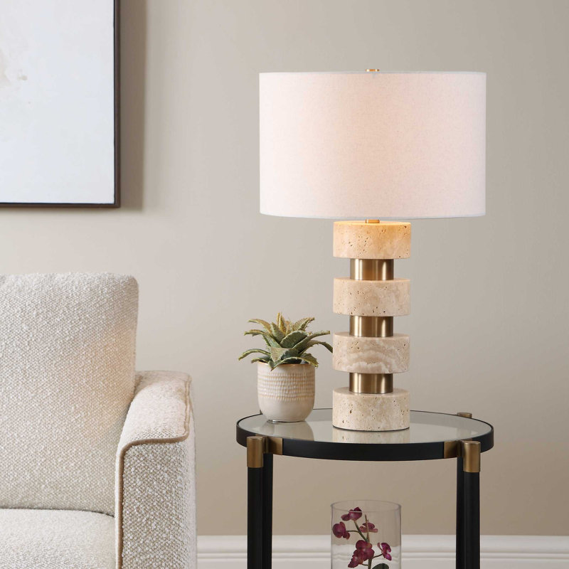 Lampe de table en travertin Uttermost Makani