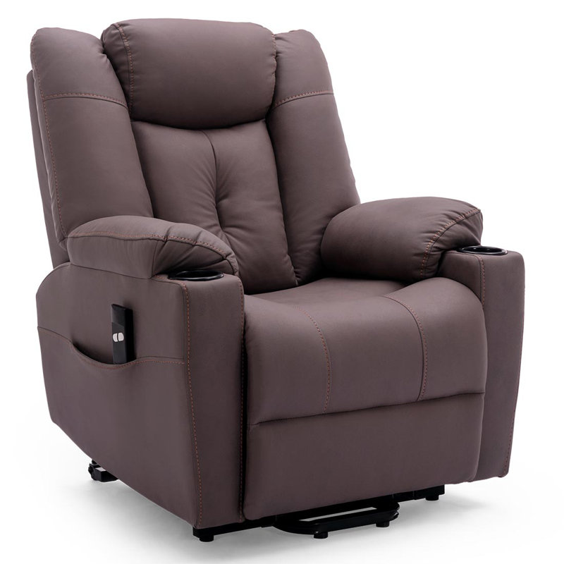 Henreitta Single Motor Lift Assist Recliner with Ottoman, Brown