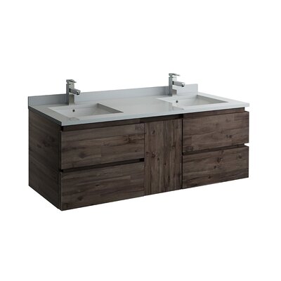 Formosa 60"" Wall Mounted Double Sink Bathroom Vanity Set -  Fresca, FCB31-241224ACA-CWH-U