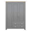 Armoire-penderie 3 portes avec 2 tiroirs, armoire en bois H 67,9 "avec 2 tringles et tablettes