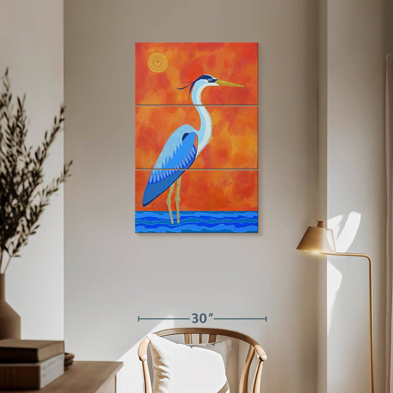 Brampt Blue Heron Sunset, 57" H x 36" W
