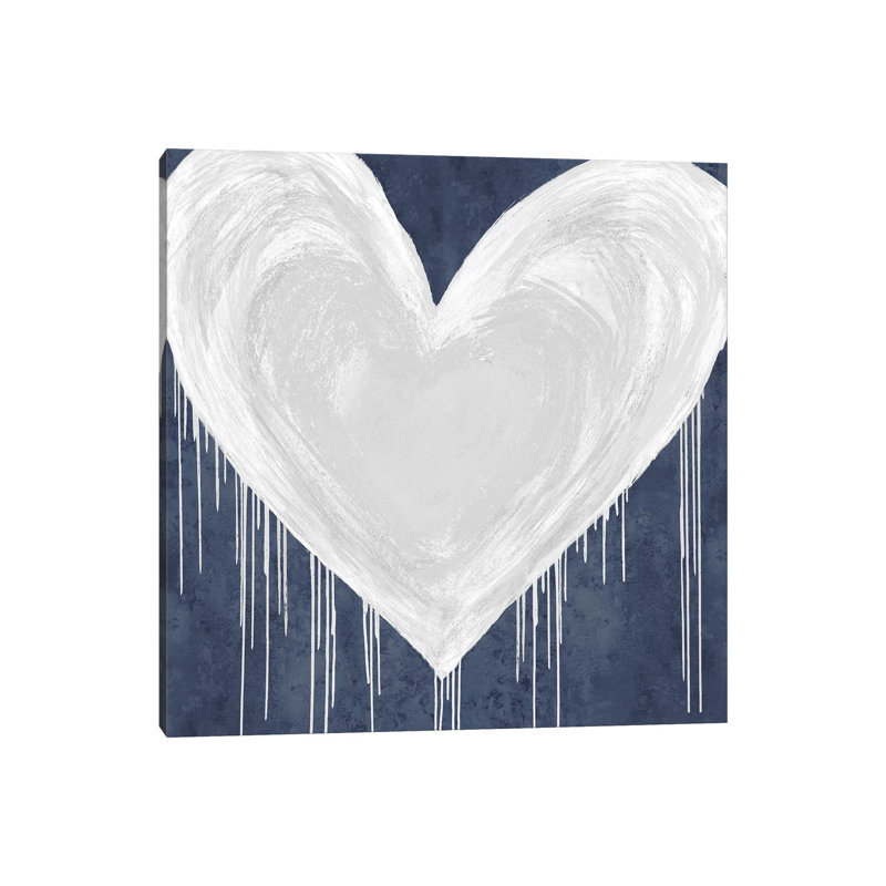 Big Hearted White On Blue by Lindsay Rodgers - Wrapped Canvas Print, 93.98 cm H x 93.98 cm W x 1.91 cm D