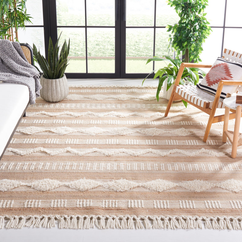 Tapis à motif géométrique en jute / laine / coton Atalee, Rectangulaire 8 pi x 10 pi