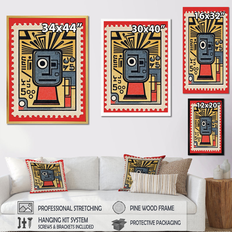 «Retro Stamp Tribute to Keith I», reproduction sur toile, H 44 po x l 34 po x P 1,5 po, Cadre flottant blanc