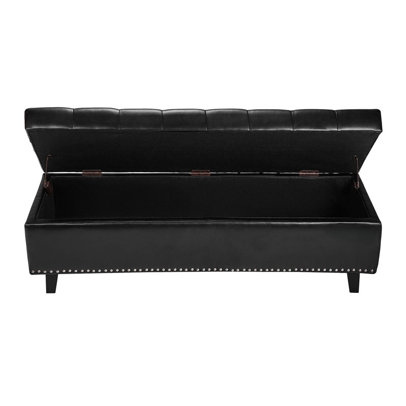 Banc avec repose-pieds capitonné et capitonné avec pieds en bois